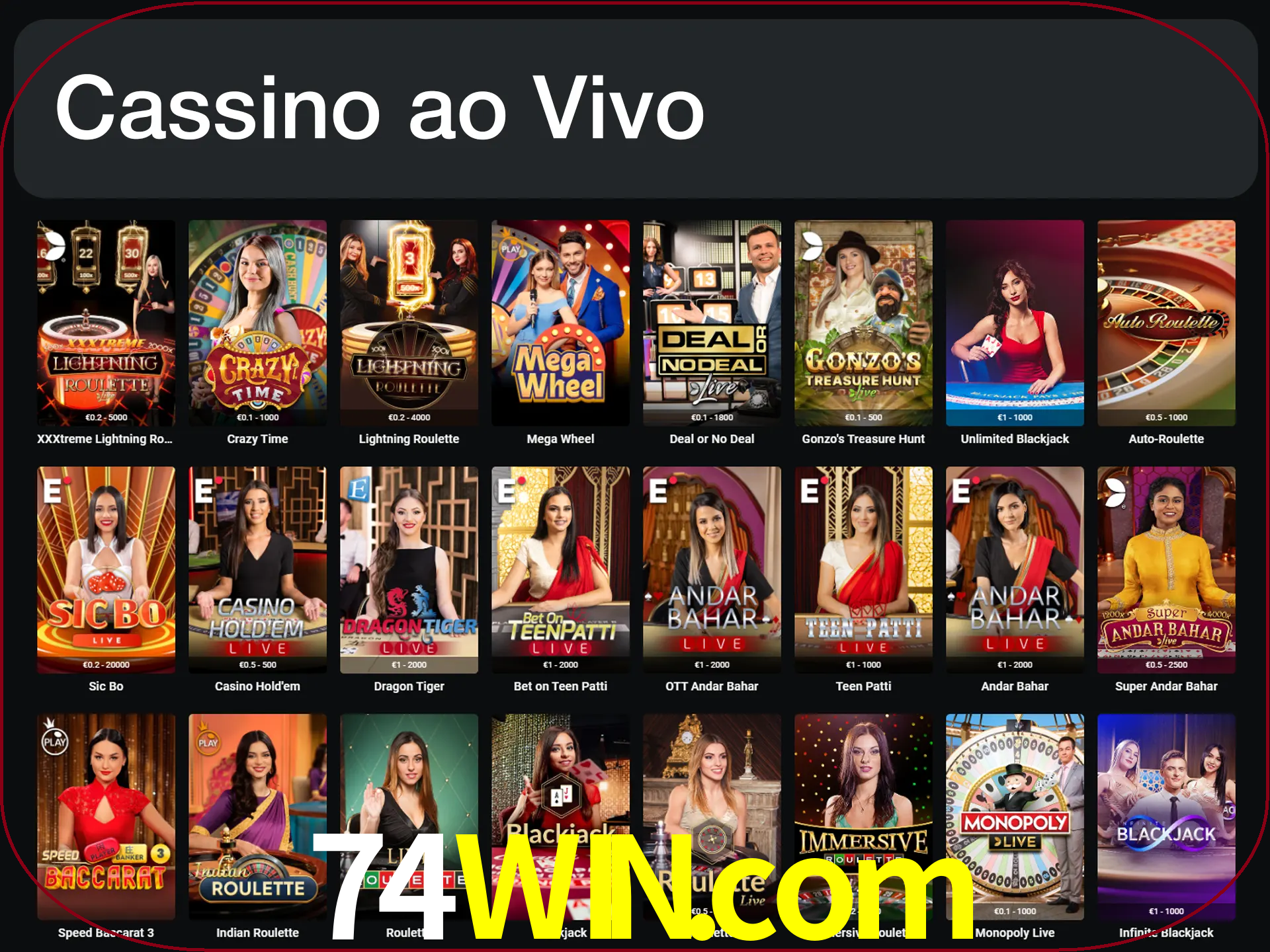 Jogue jogos de cassino com um verdadeiro dealer.
