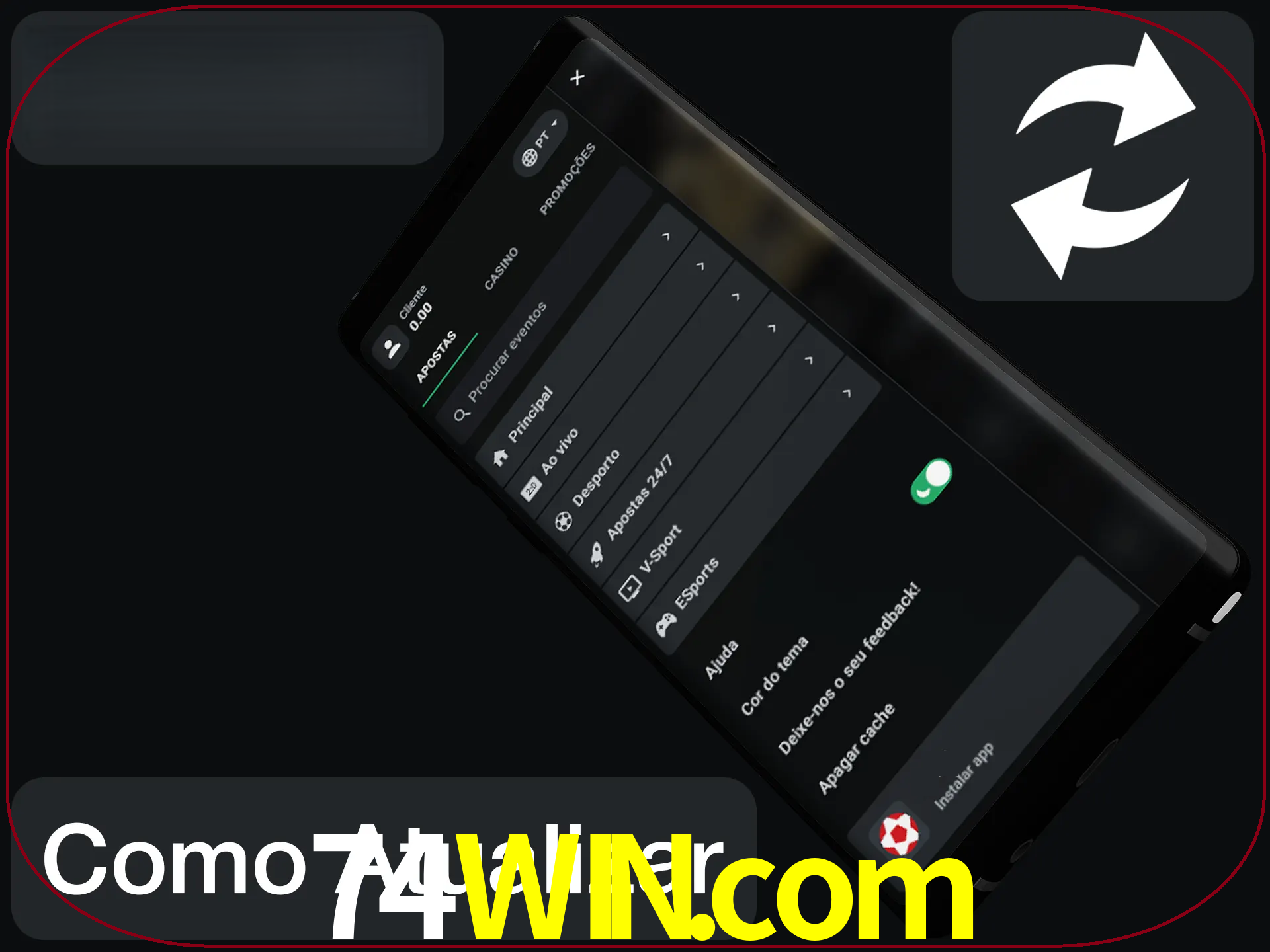 O aplicativo é atualizado automaticamente quando você faz o login.